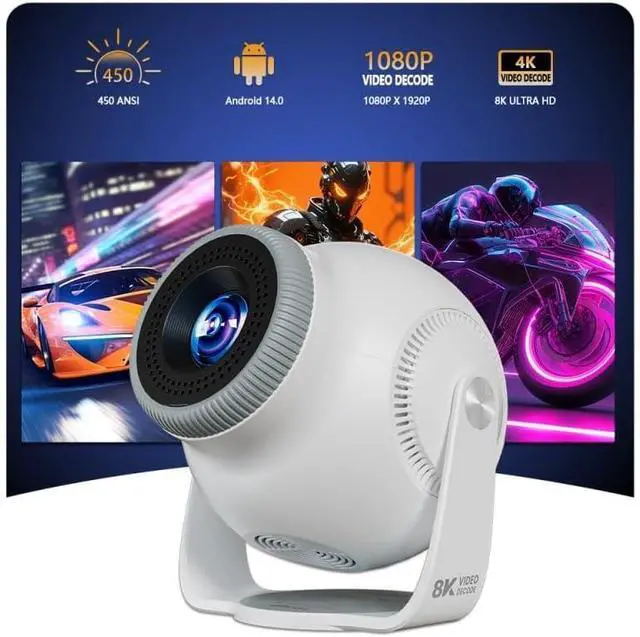 Alt view image 2 of 7 - Home Projector with 1080P Auto Calibration Portable