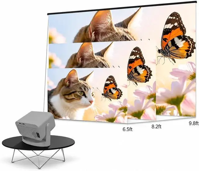 Alt view image 4 of 5 - Mini Projector HT23 Native 1080P 650ANSI 4K Android 11 360° Projector With Auto Air Mouse WiFi 6 BT5.2 Portable Outdoor for Movie Home Outdoor(White)
