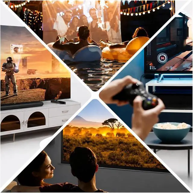 Alt view image 3 of 5 - Mini Projector HT23 Native 1080P 650ANSI 4K Android 11 360° Projector With Auto Air Mouse WiFi 6 BT5.2 Portable Outdoor for Movie Home Outdoor(White)
