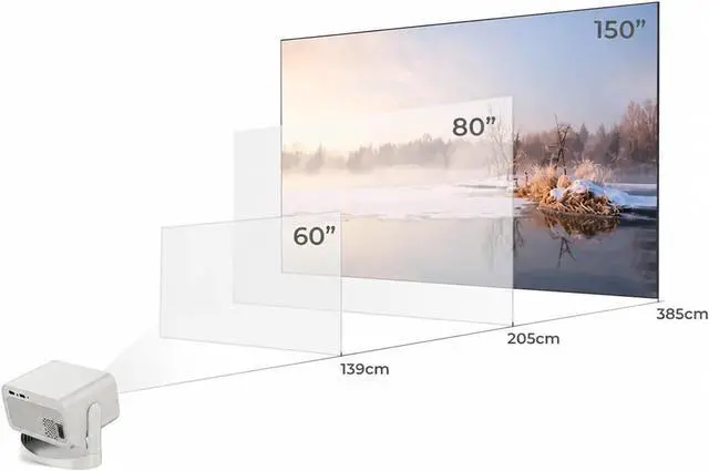 Alt view image 5 of 5 - Mini Projector HT23 Native 1080P 650ANSI 4K Android 11 360° Projector With Auto Air Mouse WiFi 6 BT5.2 Portable Outdoor for Movie Home Outdoor(White)