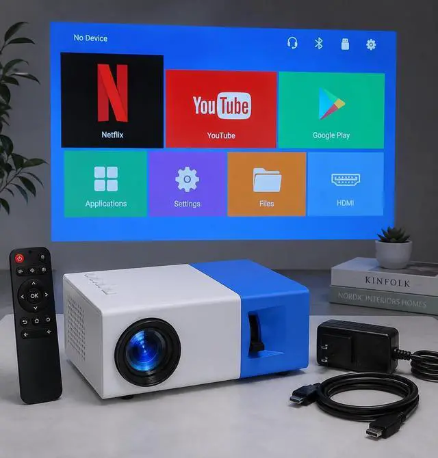 Alt view image 2 of 3 - Portable Mini LED Projector with Built-In Rechargeable Battery, 1080P Supported, 24-60 Inch, LCD Multimedia, Home Theater