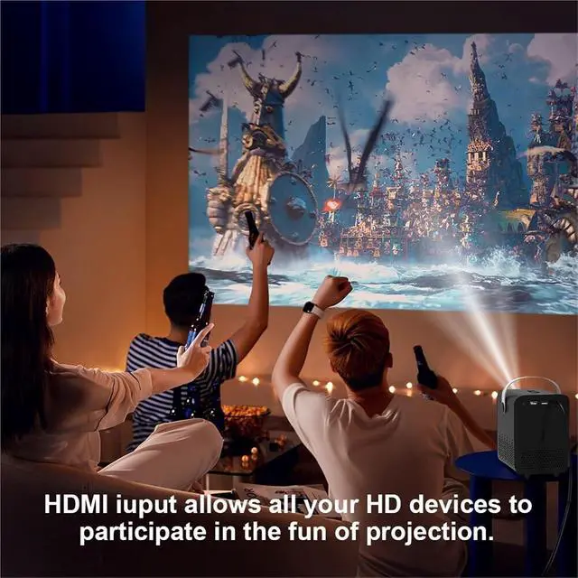 Alt view image 2 of 5 - Mini Projector, Smart Mini Projector Portable 4K With WIFI Bluetooth 1080P Home Movie Theater Beamer ,Indoor & Outdoor Use