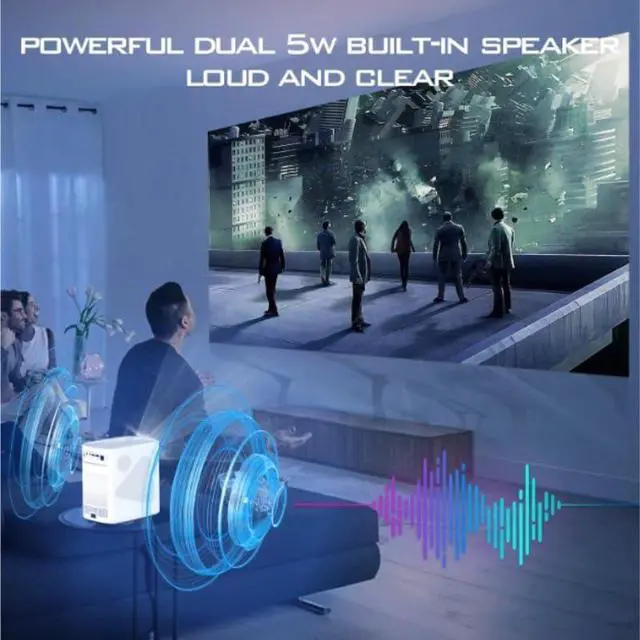 Alt view image 2 of 5 - Projector for Home Use with 1080p Ultra Clear Wireless Automatic Focusing Function