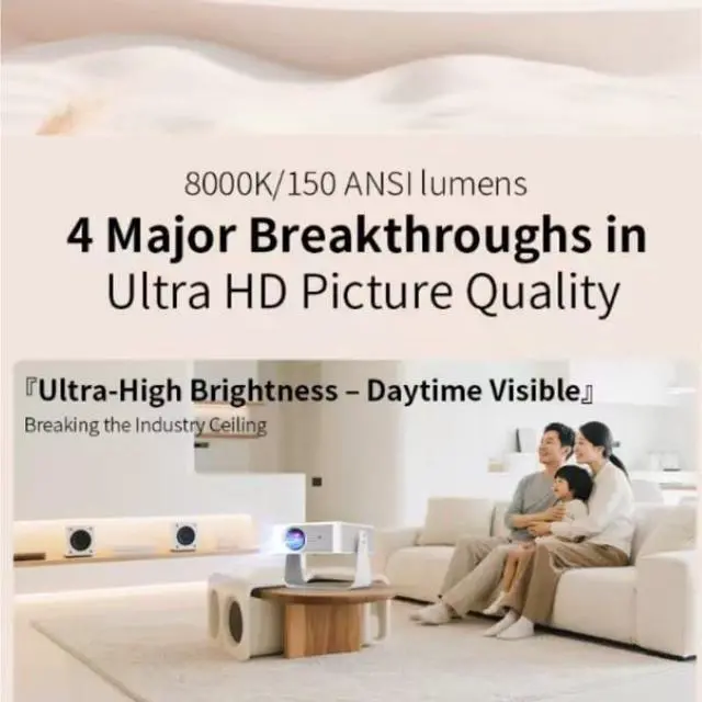 Alt view image 7 of 7 - 1080p High Definition Home Bedroom Wall Mounted Portable Projector for Projection