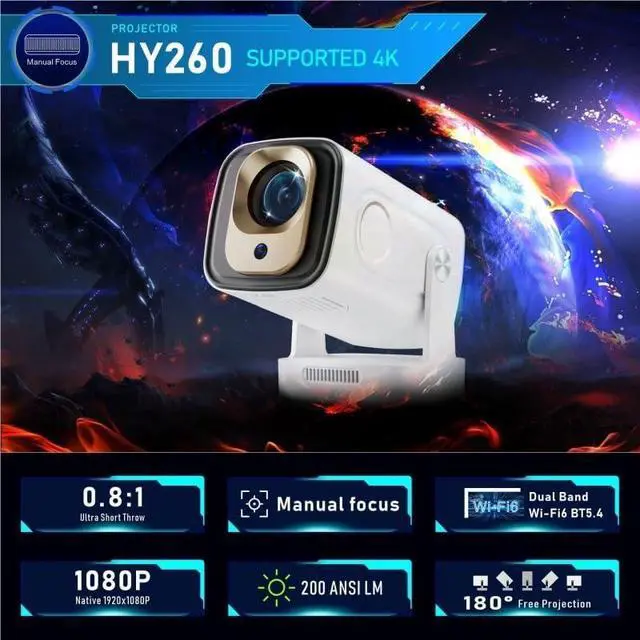 Alt view image 2 of 5 - Projector Intelligent High Definition 4K Automatic Focusing Home