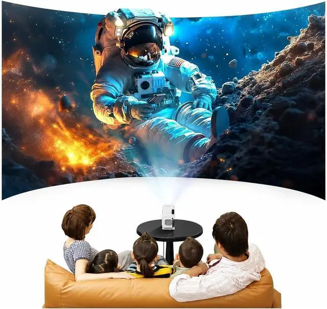 Alt view image 2 of 6 - Mini Projector Smart Mini Projector 1080P 4K Support With WiFi 6 & BT 5.4 for Movie Home Outdoor