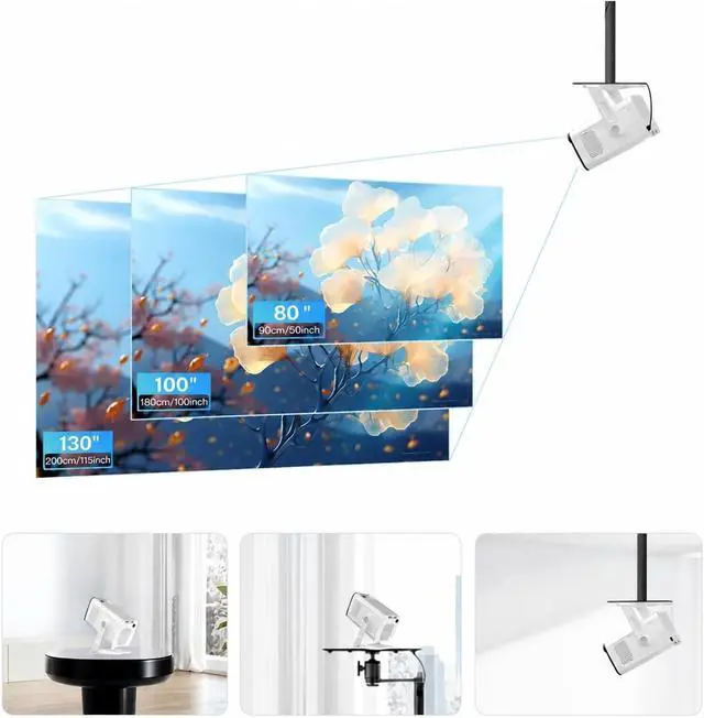 Alt view image 5 of 6 - Mini Projector Smart Mini Projector 1080P 4K Support With WiFi 6 & BT 5.4 for Movie Home Outdoor