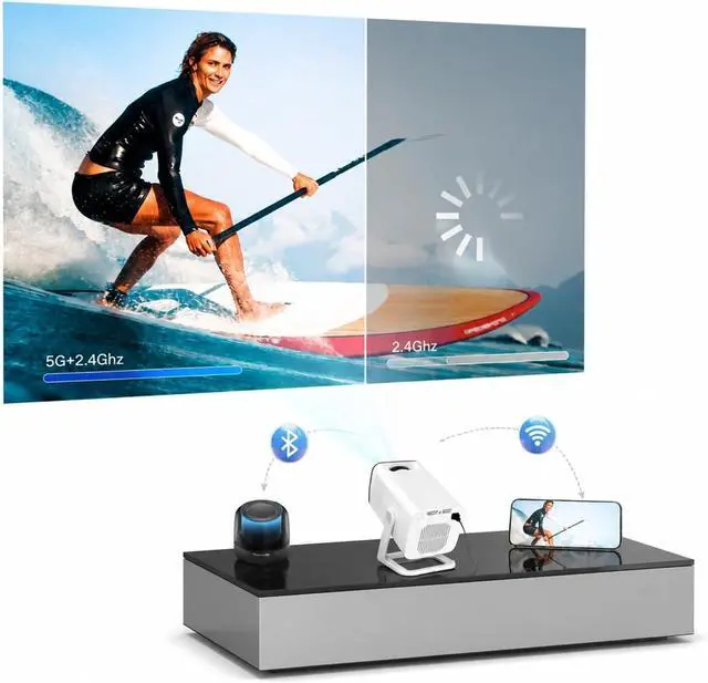 Alt view image 6 of 6 - Mini Projector Smart Mini Projector 1080P 4K Support With WiFi 6 & BT 5.4 for Movie Home Outdoor