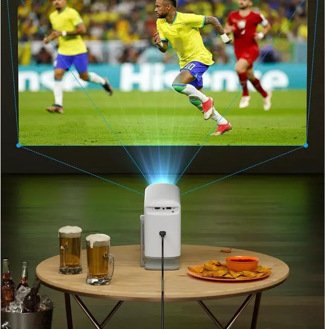 Alt view image 4 of 7 - Portable HD Projector, 1080P Supported, Android 11.0, 1GB Cache 8GB Memory, Built in Speaker, Wireless Mirroring, for Home Outdoor Movie