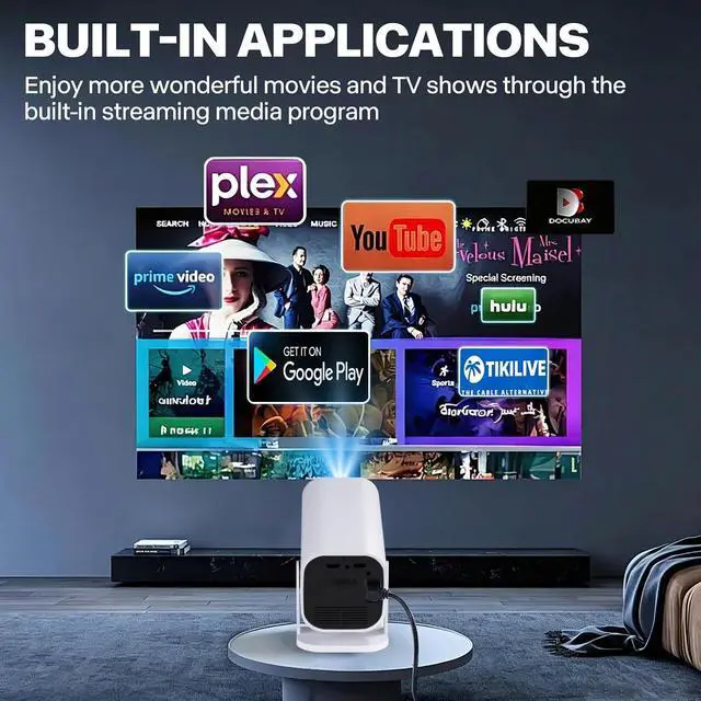 Alt view image 3 of 7 - Built-in apps and wifiprojector with wifi and bluetooth,projector for bedroom,Support 4K,portable projector,Auto Keystone with HDMI/TV Stick/Memory Stick/Laptop