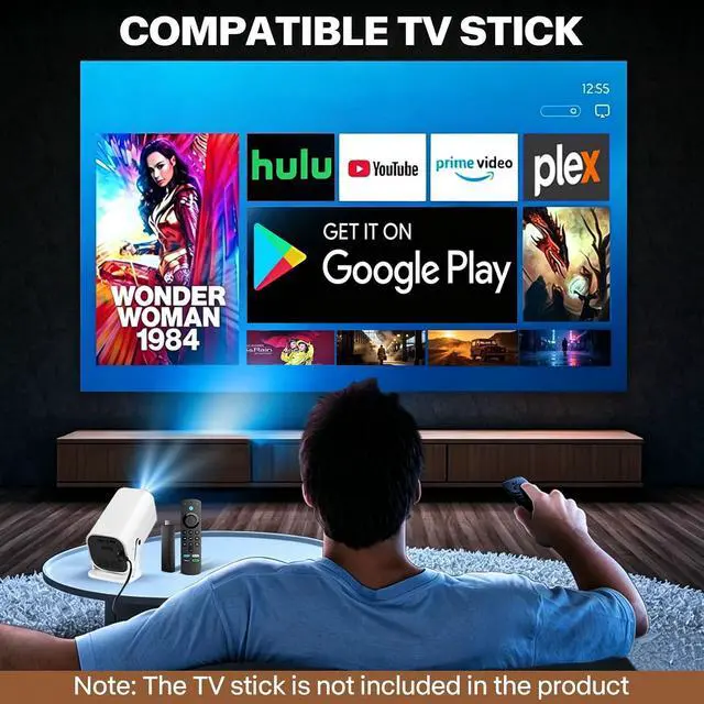 Alt view image 6 of 7 - Built-in apps and wifiprojector with wifi and bluetooth,projector for bedroom,Support 4K,portable projector,Auto Keystone with HDMI/TV Stick/Memory Stick/Laptop