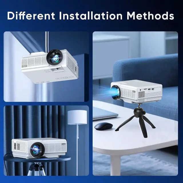 Alt view image 2 of 5 - Mini Projector with Screen, Bluetooth 5.2, FHD 1080P Supported Portable Outdoor Projector for Home, Compatible with TV Stick/Phone/HDMI