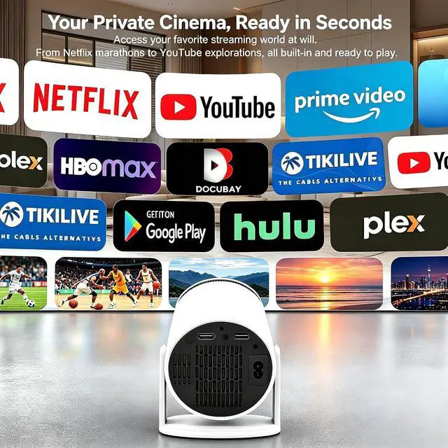 Alt view image 3 of 7 - Home Cinema & Memories Kit: X8 180° Rotatable Smart Projector & Retro Digital Camera Bundle