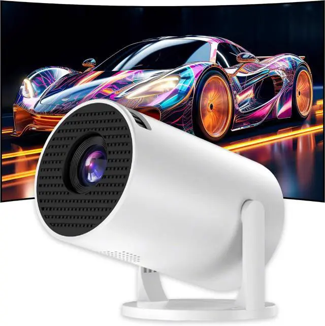Main image of V4 Mini Projector for Bedroom/Outdoor,Smart Projector with 2.4G WiFi+D3100 CPU,Portable Projector+HD-IN,480×360P,60 Lumen,Compatible with Smartphones/Laptops/TV(White) (Wired)