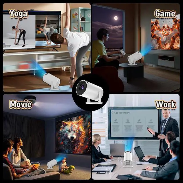 Alt view image 5 of 7 - V4 Mini Projector for Bedroom/Outdoor,Smart Projector with 2.4G WiFi+D3100 CPU,Portable Projector+HD-IN,480×360P,60 Lumen,Compatible with Smartphones/Laptops/TV(White) (Wired)