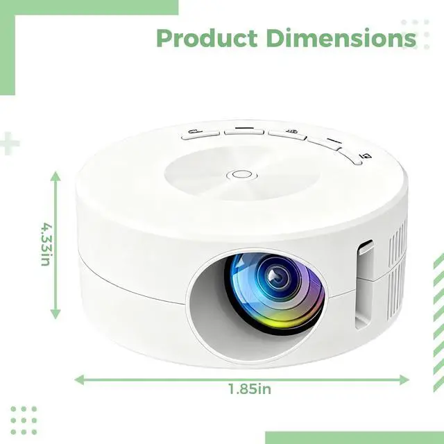 Alt view image 4 of 5 - 4.3 x 1.9 in Mini Portable Projector , White , Wired Smartphone Sync , 14-100 in Display , Built-in Speaker , USB/Headphone Ports , LED