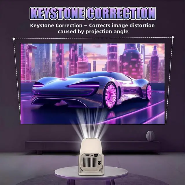 Alt view image 4 of 7 - Mini Video Projector with WiFi and Bluetooth, 720P 200 ANSI, Android 14, Compatible with 36000+ Games 14 Emulators, 180° Rotatable Smart Projector for Home Theater, Outdoor (U5,Cream White)