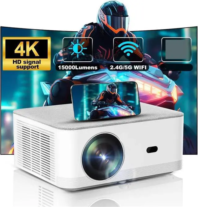 Alt view image 2 of 5 - Portable Projector, Projector 4K 1080P WiFi Full HD 3D Video Smart Projetor Home Theater Cinema