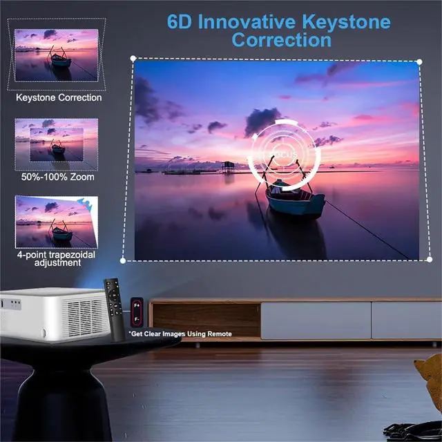 Alt view image 4 of 5 - Portable Projector, Projector 4K 1080P WiFi Full HD 3D Video Smart Projetor Home Theater Cinema