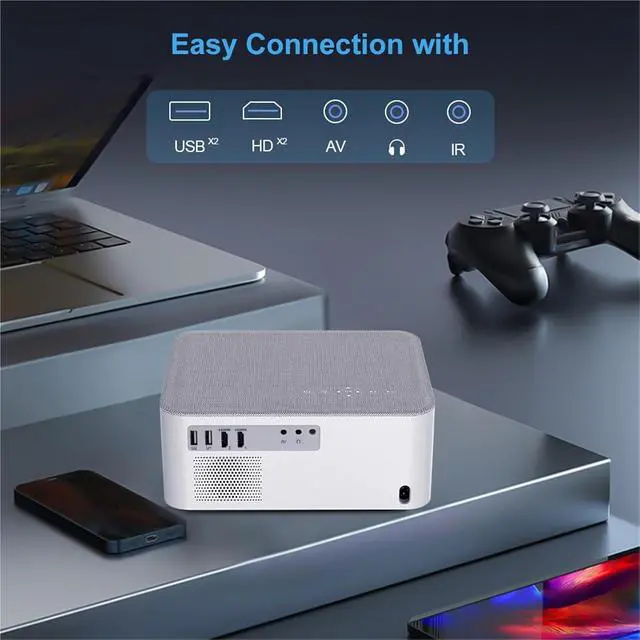 Alt view image 5 of 5 - Portable Projector, Projector 4K 1080P WiFi Full HD 3D Video Smart Projetor Home Theater Cinema