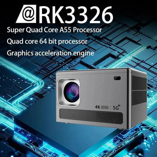 Alt view image 4 of 6 - Home Projector 4K Android Band 6.0 800 ANSI BT5. 1920*1080P Cinema Outdoor Portable