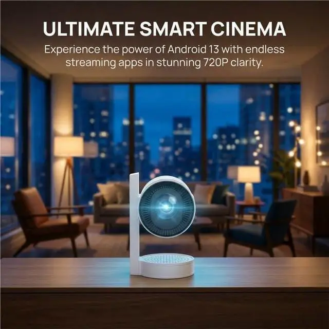 Alt view image 6 of 6 - Portable Projector for Home Living Room Wall Mounted Cinema