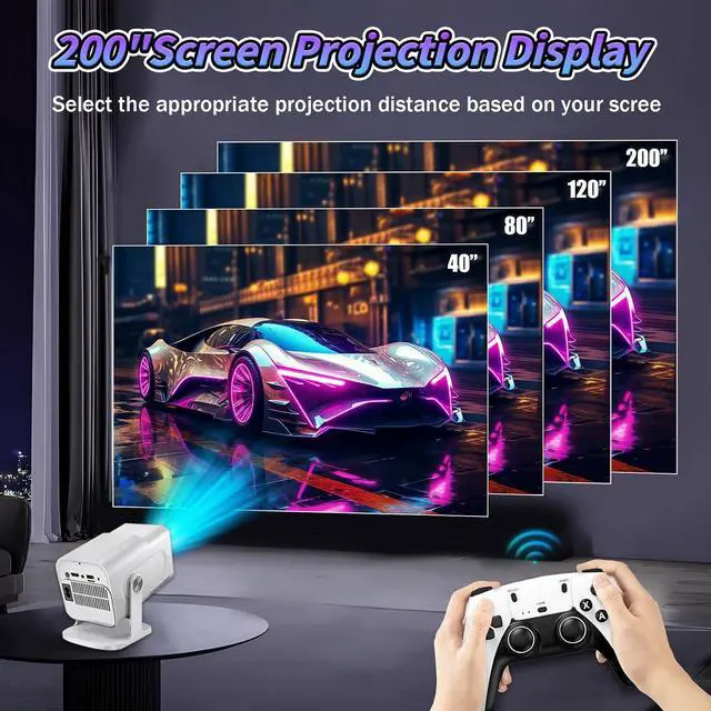 Alt view image 3 of 7 - HCS350 MAX Mini Game Projector,10000+ Games,Compatible with 17 Simulators,2.4G+5G WiFi+BT,Android 11,Allwinner H713,1280×720P,Electric Focus,Support HD-IN,Portable Projector for Home/Outdoor(White)