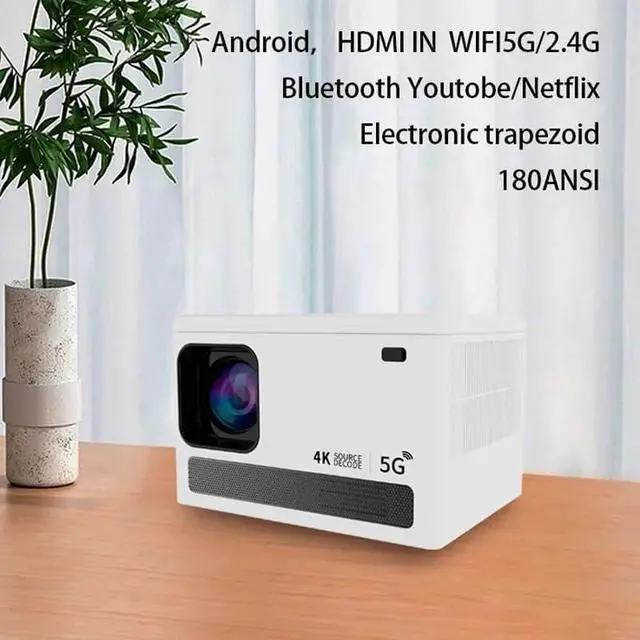 Alt view image 5 of 6 - Home Projector 4K Android Band 6.0 800 ANSI BT5. 1920*1080P Cinema Outdoor Portable