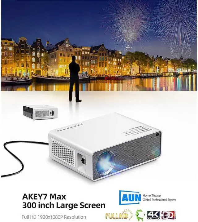 Alt view image 4 of 6 - Led Projector Full Videoprojecteur 7500 Lumens Projektor 4k Video Beamer Mobile Phone Projetcor for Home Cinema
