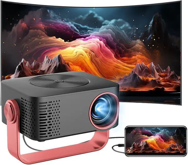 Alt view image 3 of 7 - Portable Projector, 1080P Full HD 360 Degree Rotating with Auto Keystone Correction and Zoom Function, for Home Theater Outdoor Movie Gaming Laptop PC Smartphone (US)