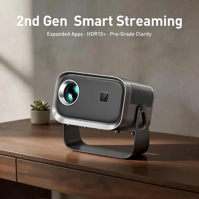 Alt view image 2 of 6 - SGV Mini Projector, Wi-Fi 6 BT 5.2, Integrated 5 W Speaker, 180° Tilt Head, Video Projector for Home, Bedroom, Camping Grey