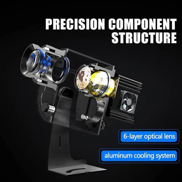Alt view image 2 of 6 - Black 110W IP67 Custom Logo GOBO Projector with Remote Control, to Design and Make Logo for Company, Store, Shop, Mall