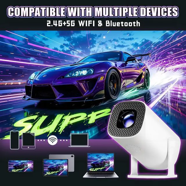 Alt view image 3 of 7 - P40PRO Mini Game Projector,36000+ Games,Compatible with 14 Simulators,2.4/5G WiFi+Bluetooth,Android 11,1024×600P,Allwinner H713,1GB+8GB,Support HD-IN,Portable Projector for Home/Outdoor(White)