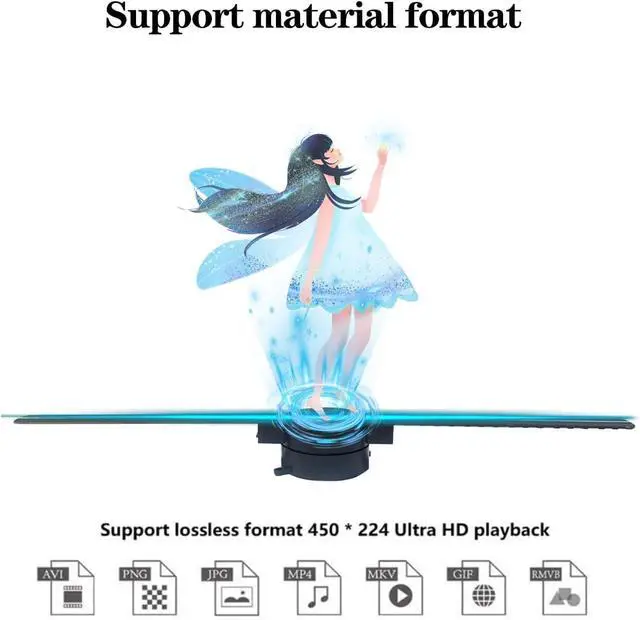 Alt view image 2 of 5 - 3D Hologram Fan 32CM, Holographic Projector for Business Store Signs & Party Stage Lights, WiFi App Control with Remote, Hi-Res 3D LED Advertising Display with Video Library