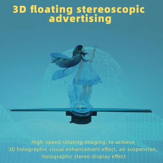 Alt view image 5 of 5 - 3D Hologram Fan 32CM, Holographic Projector for Business Store Signs & Party Stage Lights, WiFi App Control with Remote, Hi-Res 3D LED Advertising Display with Video Library