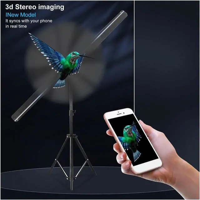 Alt view image 5 of 7 - 42CM /16.5in 224LED WiFi Holograma 3D Projector LED Fan Holographic APP Advertising Machine Imaging Hologram Player Logo Display Simple Management