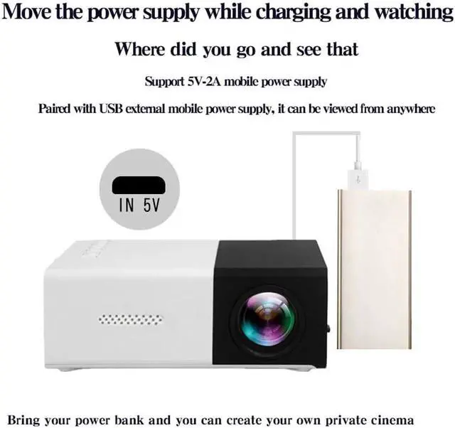 Alt view image 2 of 6 - BIGFOX Portable Mini Projector 1080P HD