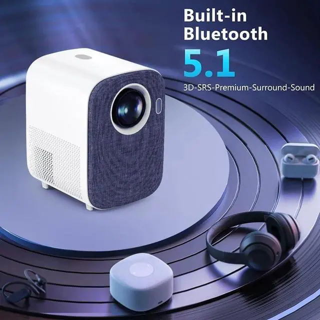Alt view image 2 of 5 - Mini Projector 6000 Lumens 1080P Android 9 LED Video Beamer 4K 5G Smart Home Theater Airplay Bluetoooth