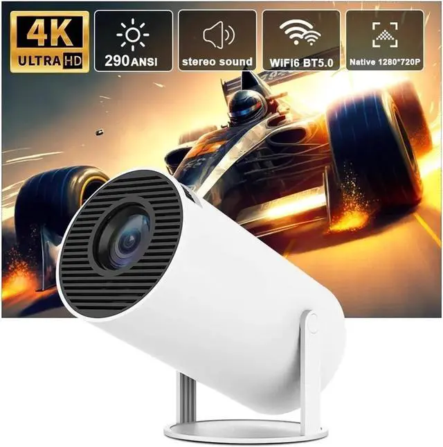 Alt view image 2 of 5 - Mini Projector, Projector Pro 4K Wifi6 290ANSI BT5.0 1080P 1280*720P Home Cinema Outdoor Projetor ,Indoor & Outdoor Use