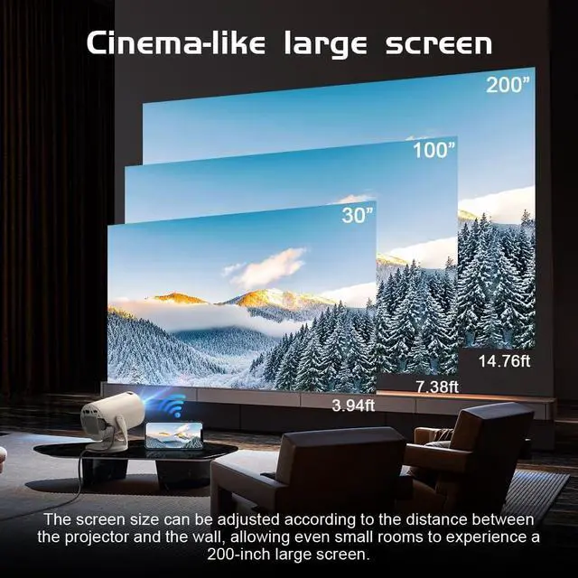 Alt view image 4 of 7 - Mini Projector with WiFi and Bluetooth & Android 4K Protable Smart Projector Auto Vertical Keystone Compatible with HDMI/Smartphone/USB for Movie/Gaming