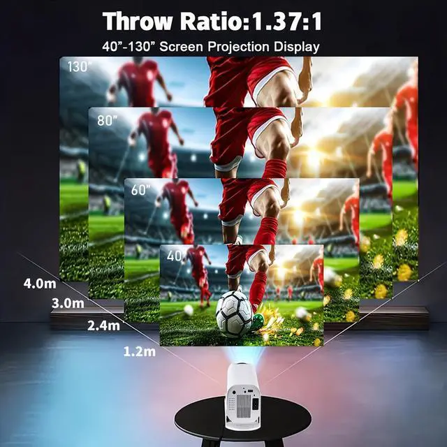 Alt view image 4 of 7 - Smart Projector with Android 11 OS, 4K Support & 720P Native Resolution, WiFi 6 & BT 5.0, Compact Home Theater Projector for Streaming, Gaming, Movies, Wireless Screen Mirroring, for 4K UHD Content