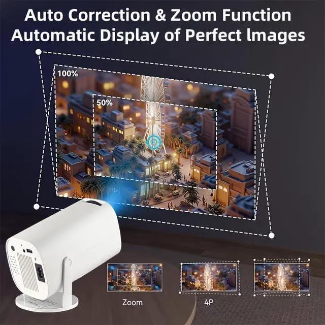 Alt view image 5 of 7 - Smart Projector with Android 11 OS, 4K Support & 720P Native Resolution, WiFi 6 & BT 5.0, Compact Home Theater Projector for Streaming, Gaming, Movies, Wireless Screen Mirroring, for 4K UHD Content