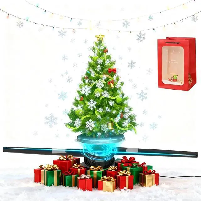Main image of Ventilador De Holograma 3D, 3D Hologram Fan Christmas, Holoscreen, 16.5in Wifi 3D Projector with 224 LED Lights Beads