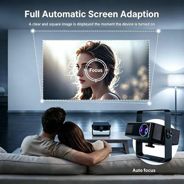 Alt view image 4 of 6 - Portable 4K WiFi Projector with Remote, Native 1080P Resolution, 120-Inch Screen, Wireless 5.2 for Home Theater, Gaming, Office