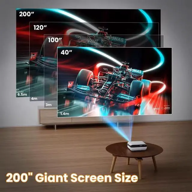 Alt view image 4 of 6 - Projector, native 1080P Bluetooth projector, portable outdoor, full HD mini projector, home bedroom speaker
