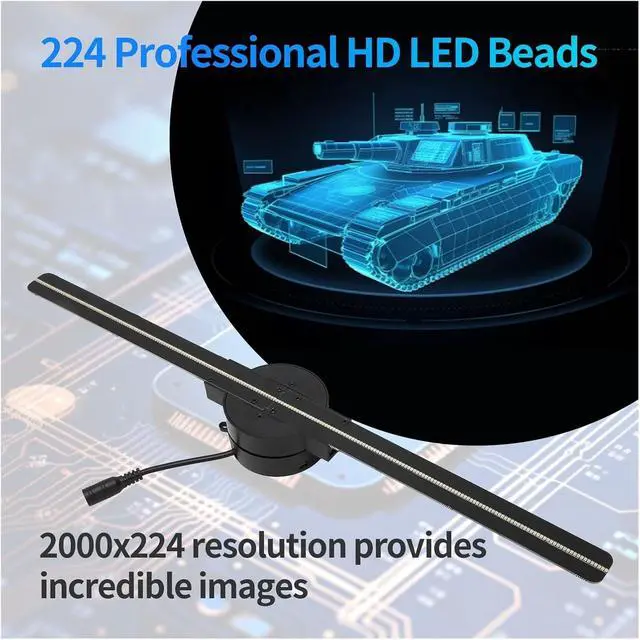 Alt view image 5 of 6 - LIAMOS 3D Hologram Fan 3D Hologram Projector 176 Degree Viewing Angle 2000x224 Stable Custom Modification for Business,High-Resolution 3D Hologram