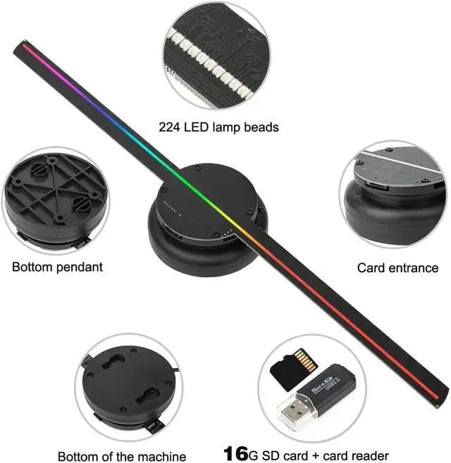 Alt view image 3 of 5 - LIAMOS Led Display Advertising Equipment 3D Hologram Fan Display Fan 3D Holographfic Projector Fan Led Light,High-Resolution 3D Hologram