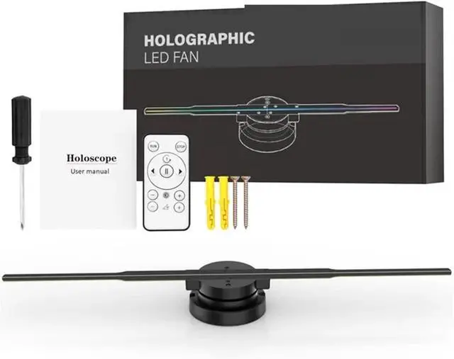 Alt view image 2 of 5 - LIAMOS 45cm Holographic Projector Advertising Lamp Removable Fan Blades Support Image & Video Uploading & PC Phone APP Remote Control,High-Resolution 3D Hologram