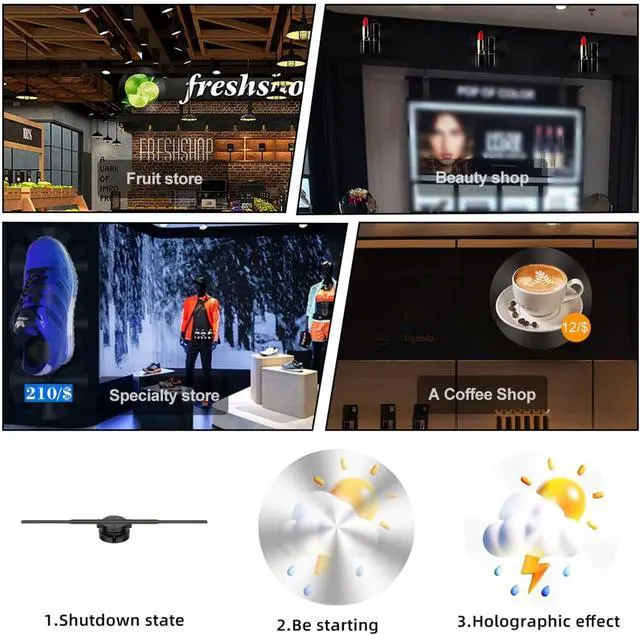 Alt view image 3 of 5 - LIAMOS 45cm Holographic Projector Advertising Lamp Removable Fan Blades Support Image & Video Uploading & PC Phone APP Remote Control,High-Resolution 3D Hologram