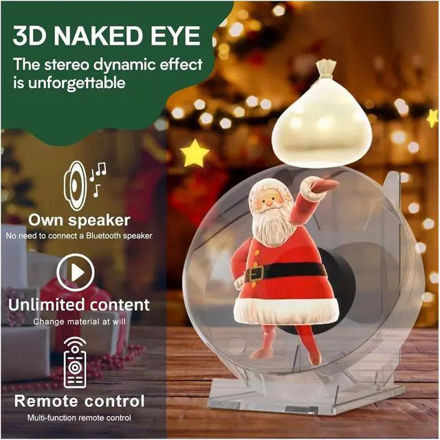 Alt view image 7 of 7 - Remote Control 3D Hologram Projector Fan Table Advertising Lights with Play Holographic Fan with Clear Cover,High-Resolution 3D Hologram